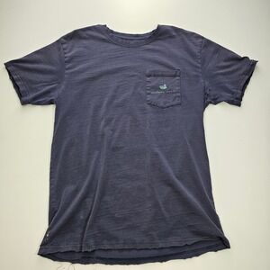 Southern Marsh Mens Pocket T-Shirt Faded Navy Blue Distressed Slub Cotton S